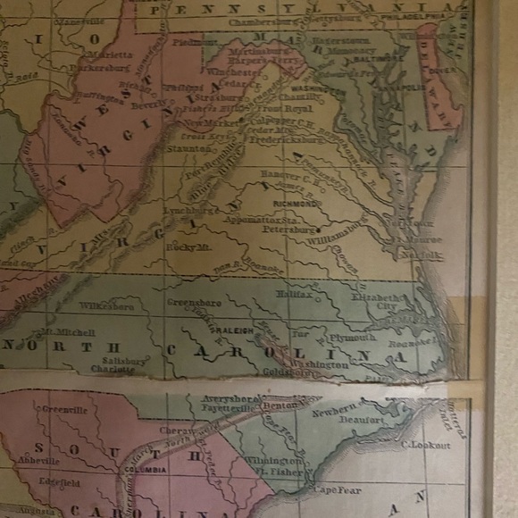 Historic Framed Map of a Part of the Southern States, In Color, 9.5” x 11” - Picture 9 of 12